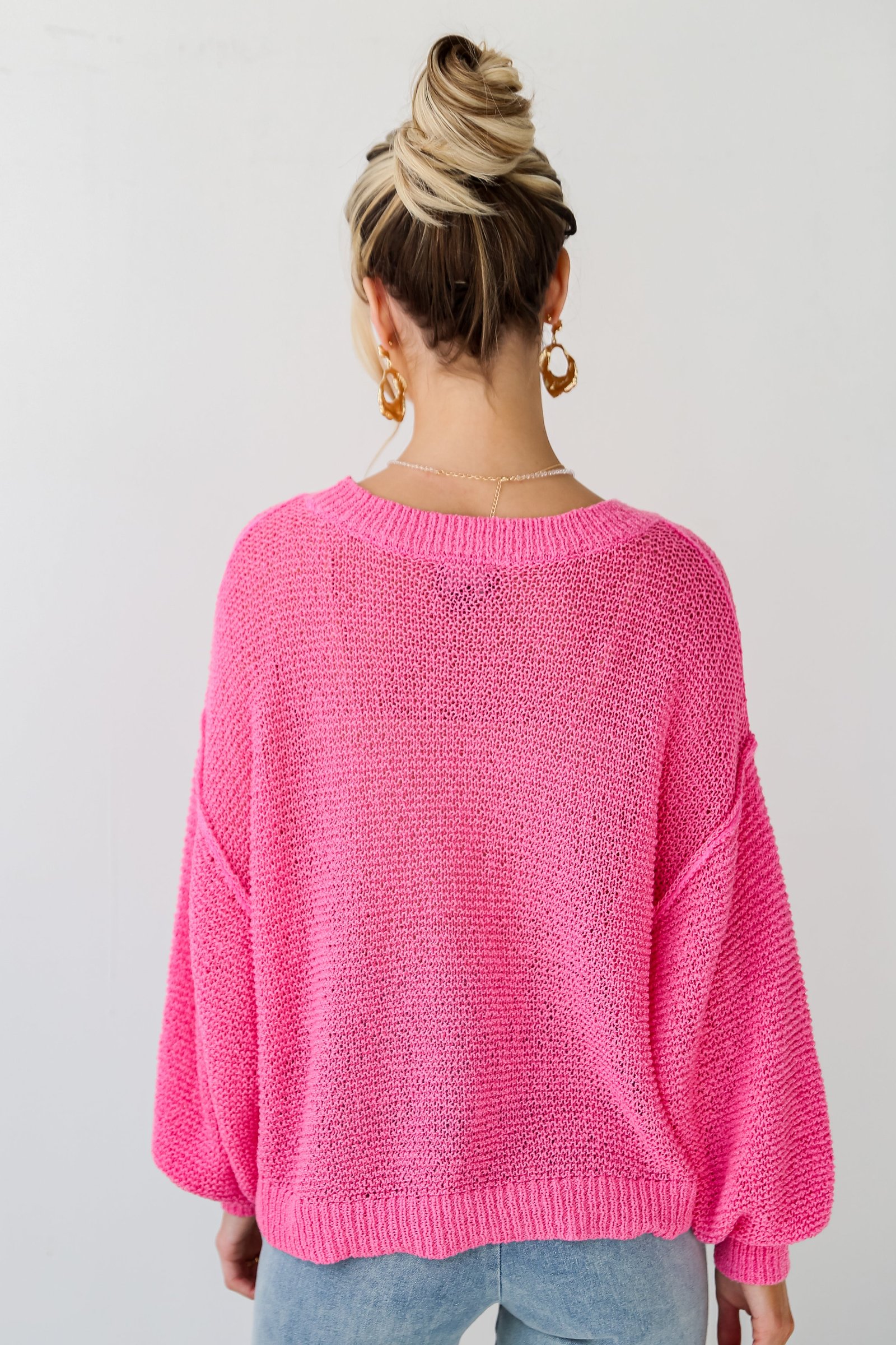 Perfect Mix Pink Lightweight Knit Oversized Sweater