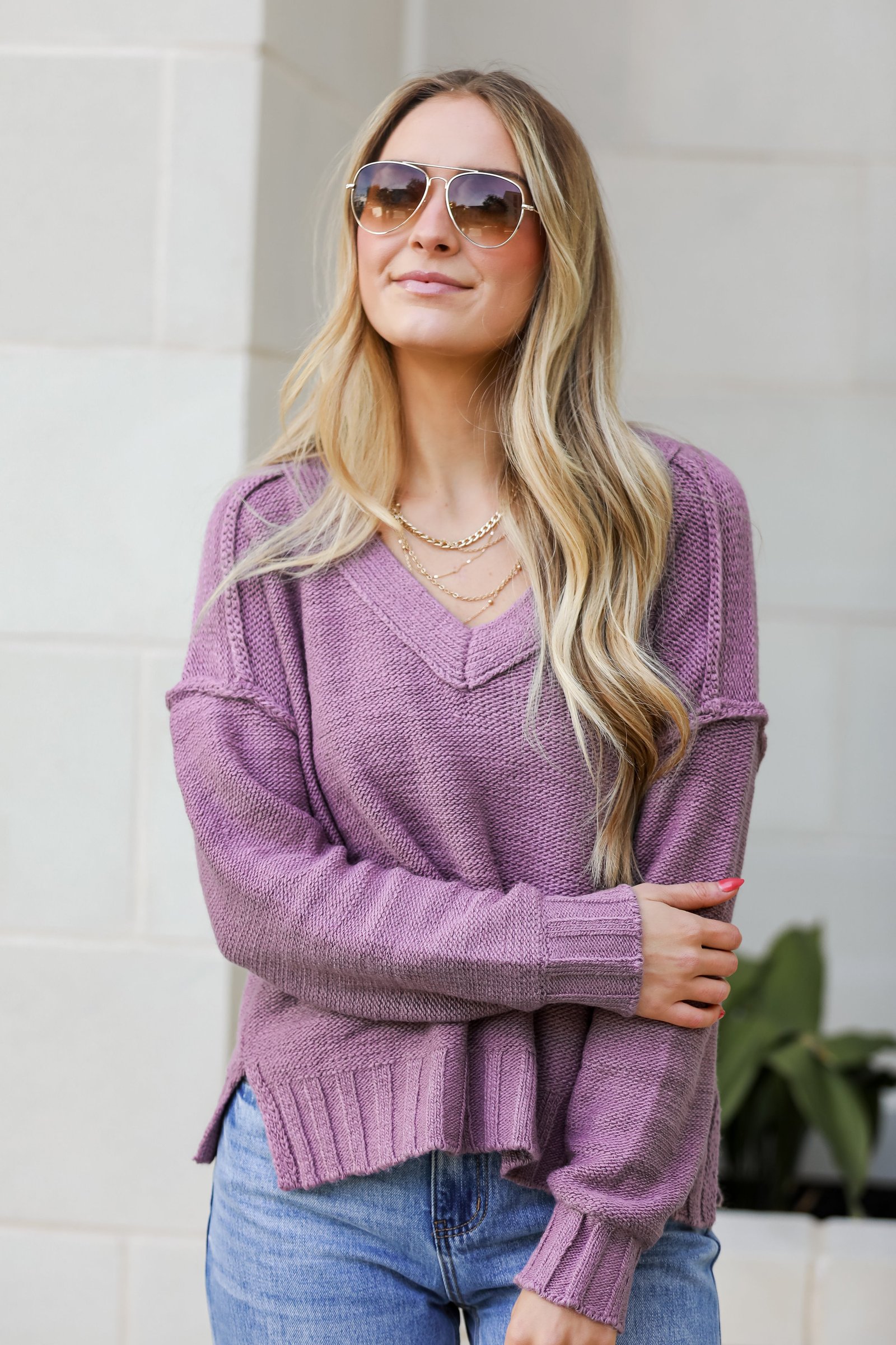 Charmingly Cuddly Plum Oversized Sweater