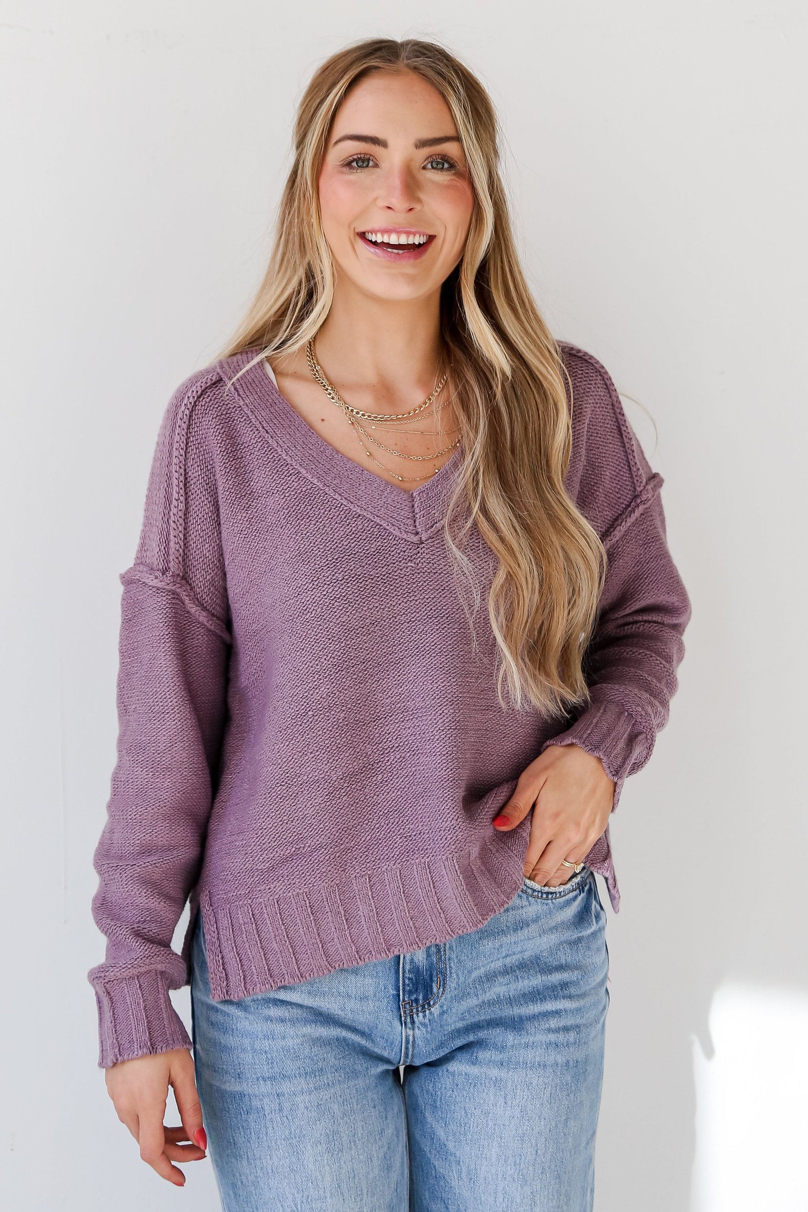 Charmingly Cuddly Plum Oversized Sweater