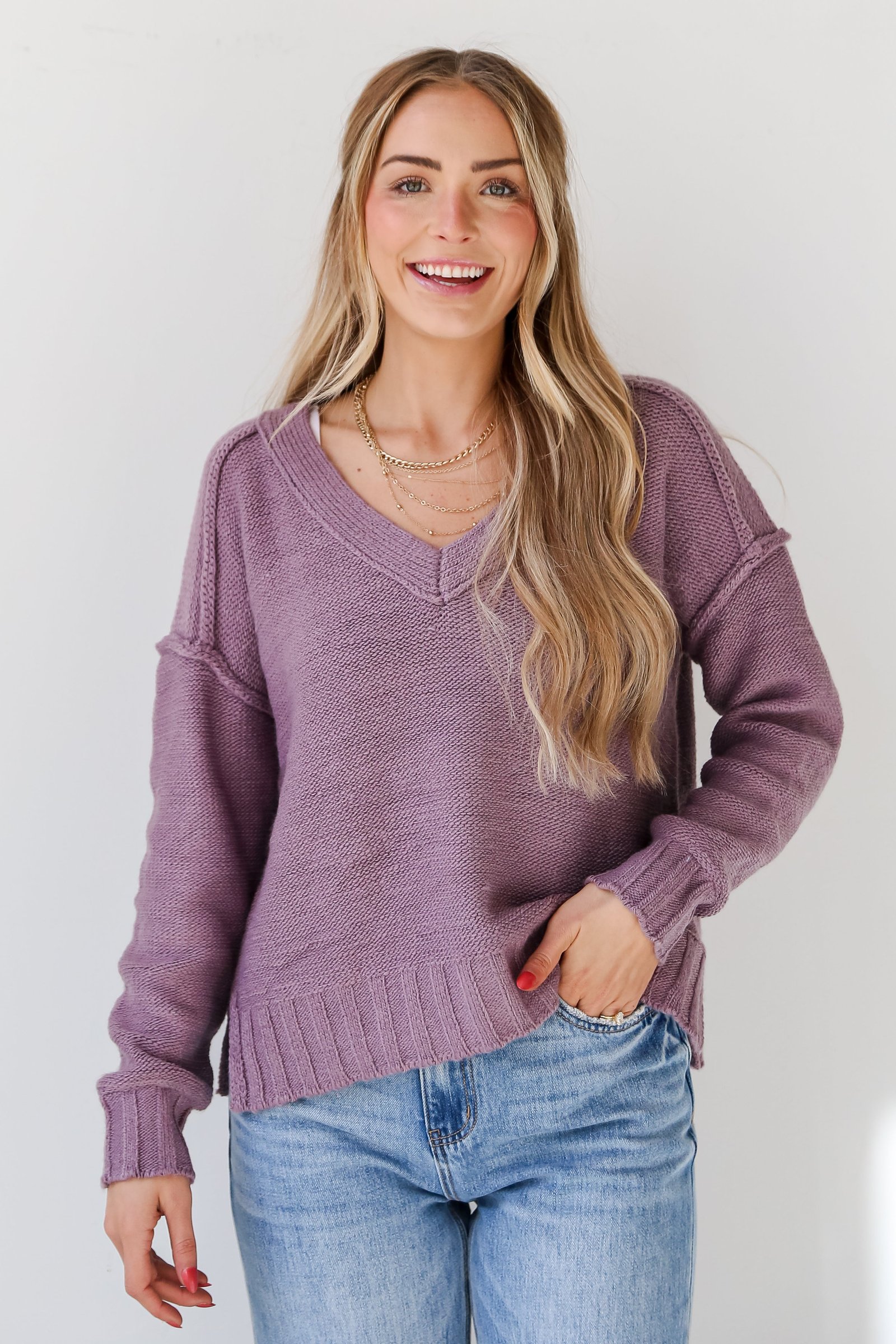 Charmingly Cuddly Plum Oversized Sweater