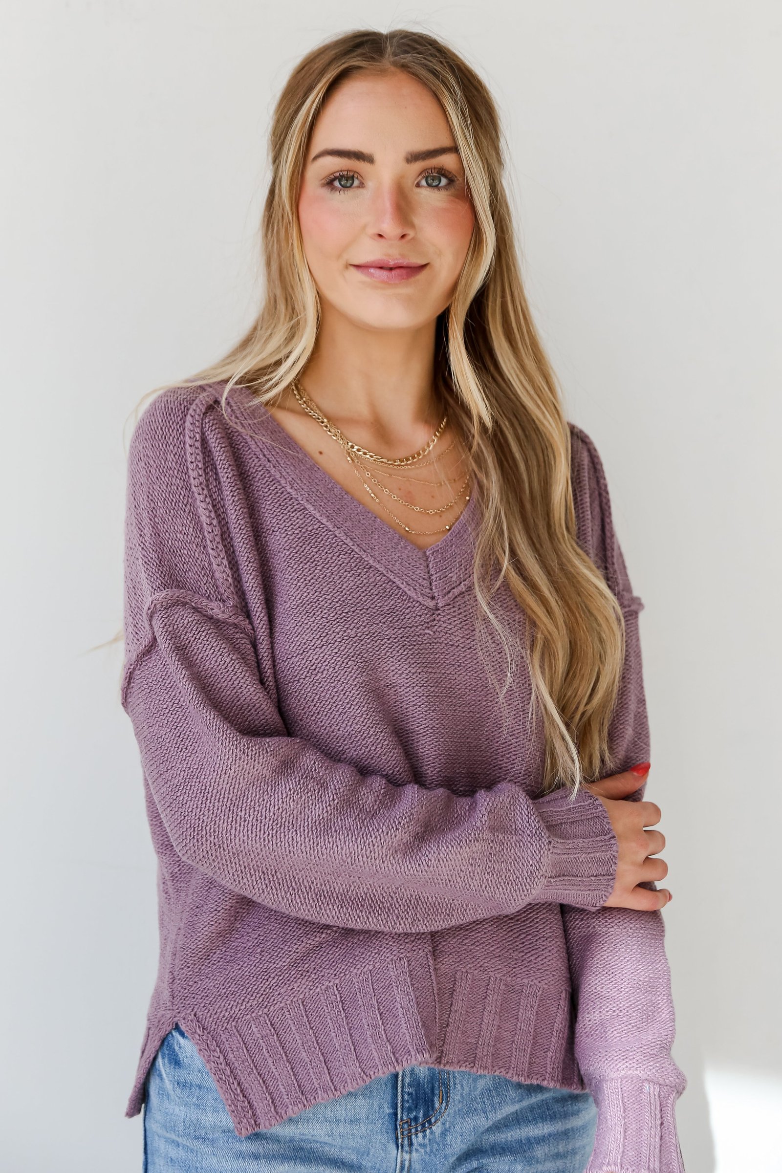 Charmingly Cuddly Plum Oversized Sweater