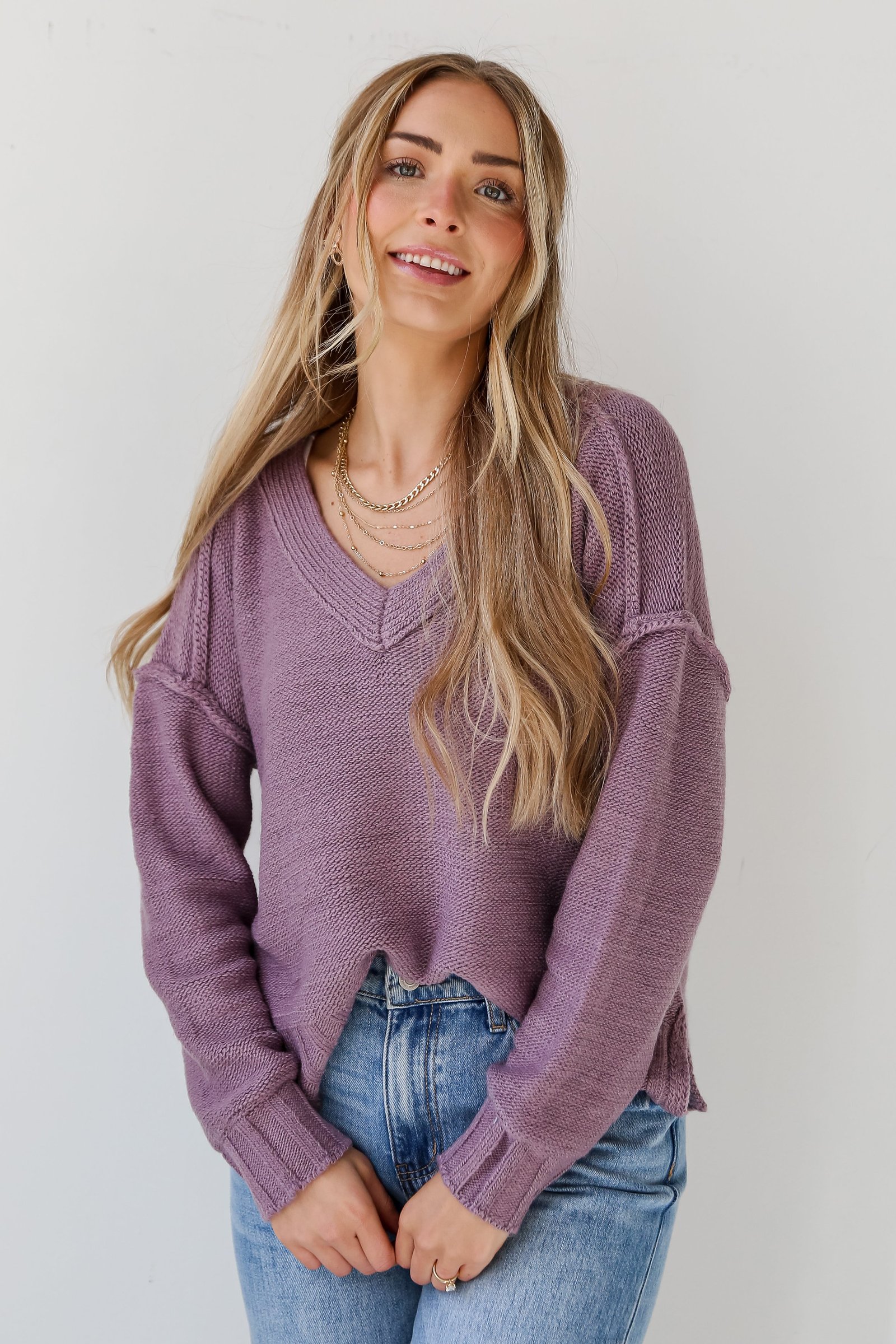 Charmingly Cuddly Plum Oversized Sweater