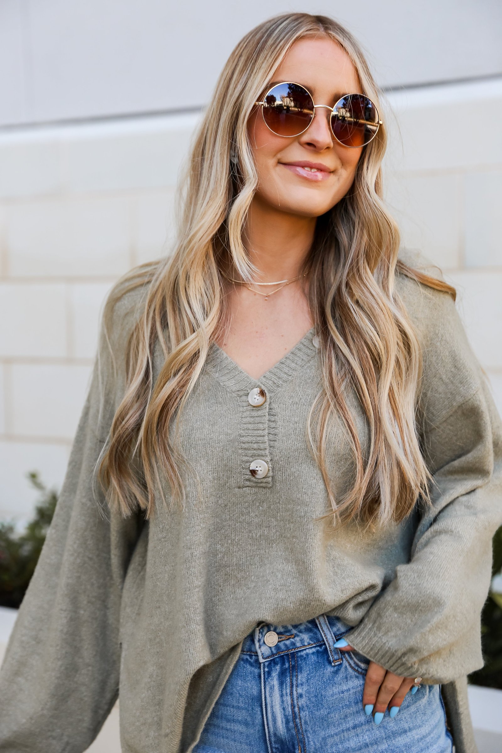 Warm Vibes Sage Oversized Sweater