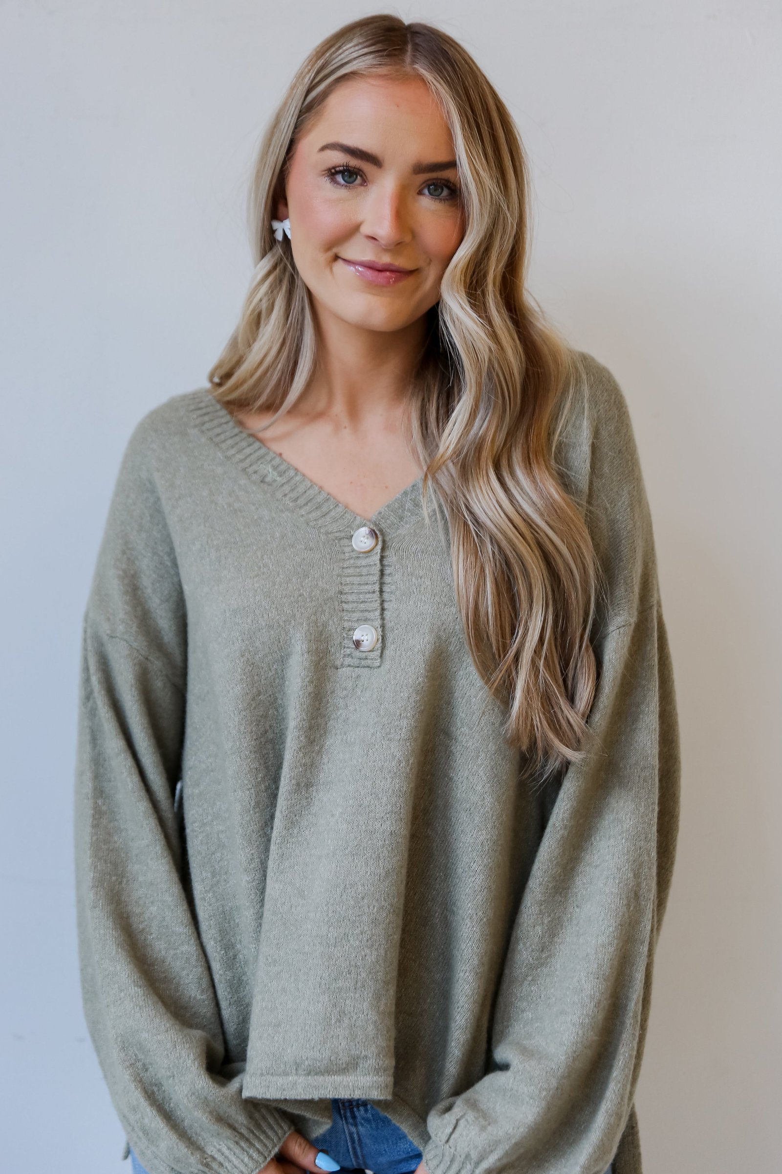 Warm Vibes Sage Oversized Sweater