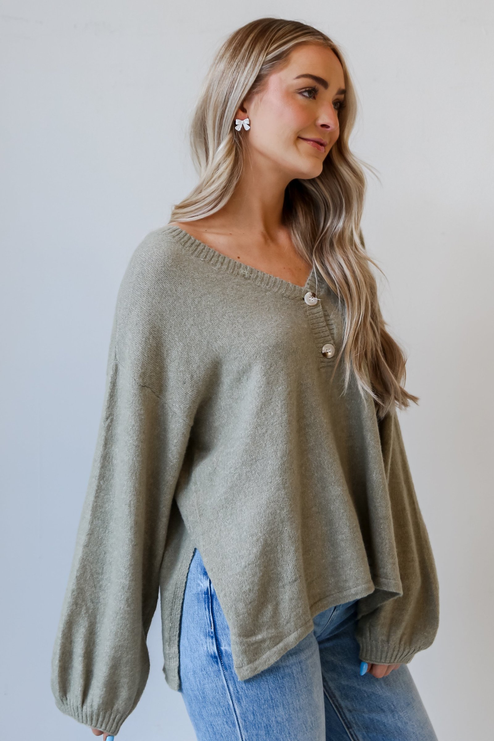 Warm Vibes Sage Oversized Sweater